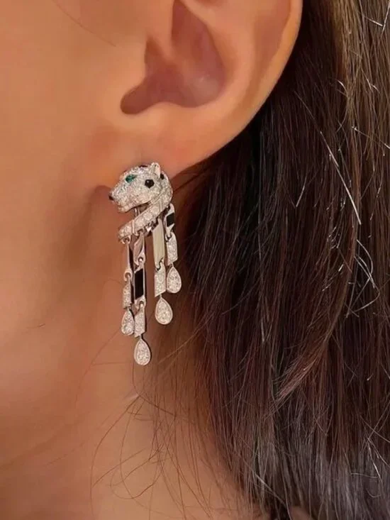 Cartier's Panther Motif Tassel Drop Earrings - Picture 10 of 10